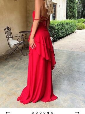 Red Strappy Ruffle Evening/Prom Dress